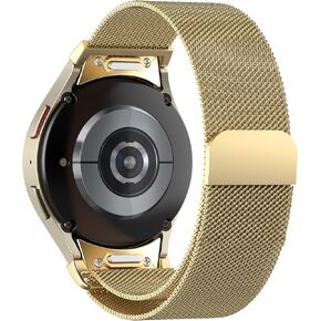 Magnetic Metal Band for Samsung Galaxy Watch 7 6 5 4 FE 40mm 44mm/Galaxy 6 Classic 43mm 47mm/4 Classic 42mm 46mm/5 Pro 45mm,One Click Attachment,No Gap Stainless Steel Milanese Loop Strap Women Men
