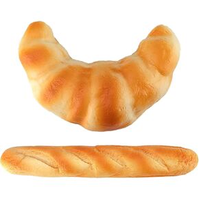 2PCS Bread Wrist Rest Simulated Baguettes Shape Cute Wrist Rest Soft & Comfortable Cute Keyboard Wrist Rest for Office Computer Kindergarten Activity Decoration Cute Keyboard Wrist Rest Fake Bread Br