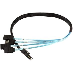 Monoprice 0.5m 30AWG Internal Mini SAS 36pin (SFF-8087) Male w/ Latch to SATA 7pin Female (x4) Forward Breakout Cable - Black