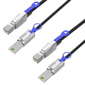 SAS to Mini SAS Adapter Cable, 2 Pack 2M/6.56FT SFF-8644 to SFF-8087 Storage Extension Cable, High-Speed Data Transfer for HDD/SSD, RAID Arrays, Servers, and Storage Systems