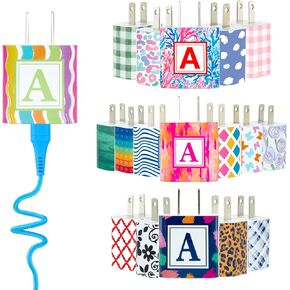 Classy Chargers Monogram Phone Charger Personalized Gift Set for iPhone & Android | Fast Charger 20W GaN or 10W USB A, 2 Ports | 6 FT MFI Lightning Cable for iPhone or USB Type C Cable