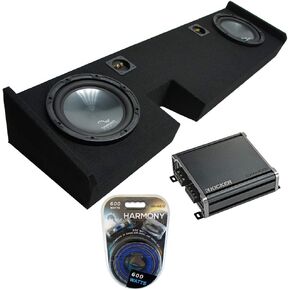 Ammonony Audio متوافق مع 2009-2014 Ford F-150 Ext Super Cab Bundle R104 Dual 10 "Sub Box & CXA400.1