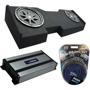 Harmony Audio Compatible with 2014-2018 Chevy Silverado Crew Cab Kicker Bundle Comp C12 Dual 12" Sub Box Harmony HA-A800.1 Amp