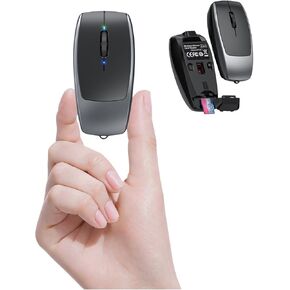Wireless Mouse Mini Small Finger Bluetooth Mouse with TF Card Reader,Silent Pocket Portable Handheld Tiny Compact USB Travel Optical Mice for PC Laptop Computer MacBook Tablet Kids Women Men Gift