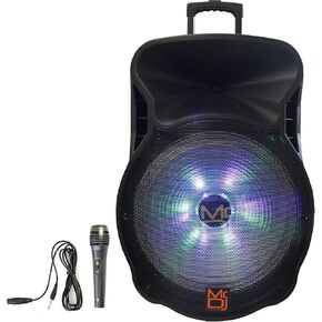 Mr. Dj DJ18BAT 18" 5000W Max Power Speaker with Built-In Bluetooth & Battery, 1" LCD/MP3/USB/SD