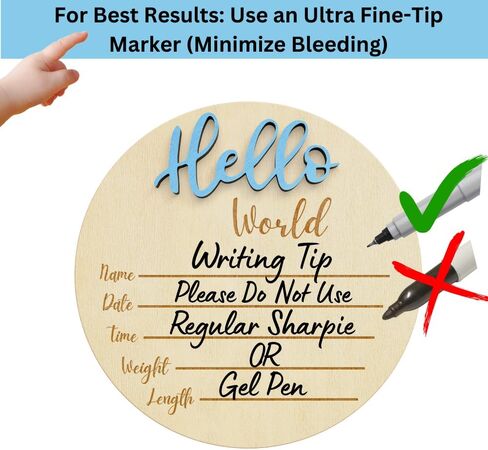 KEMINA BLANKETS Wooden Baby Announcement Sign for Newborn, Large 6 inch Hello World Newborn Name Sign for Hospital Birth Announcement, Newborn Photography Props for Boys and Girls in Kuwait