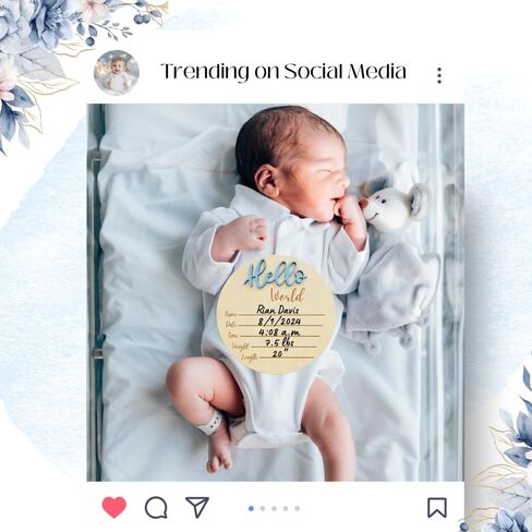 KEMINA BLANKETS Wooden Baby Announcement Sign for Newborn, Large 6 inch Hello World Newborn Name Sign for Hospital Birth Announcement, Newborn Photography Props for Boys and Girls in Kuwait