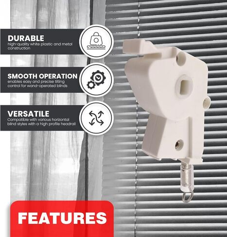 أجهزة أقمشة مذهلة رفيعة المستوى 2 بوصة عصا بلاستيكية للستائر الأفقية 2ct - متوافقة مع قضيب مربع، آلية تحكم متينة in Kuwait