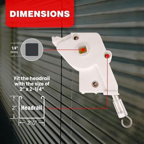 أجهزة أقمشة مذهلة رفيعة المستوى 2 بوصة عصا بلاستيكية للستائر الأفقية 2ct - متوافقة مع قضيب مربع، آلية تحكم متينة in Kuwait