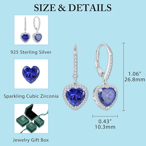 FJ القلب تتدلى أقراط للنساء 925 الفضة الاسترليني ليفرباك هالة أقراط جوهرة الميلاد مجوهرات هدايا للزوجة صديقة الأم ابنة in Kuwait