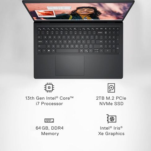 Dell 2025 Inspiron 15 Touchscreen Captop ، Intel I7-1355U (حتى 5.0 جيجا هرتز) ، 15.6 "شاشة FHD ، 64 جيجابايت ذاكرة الوصول العشوائي in Saudi Arabia