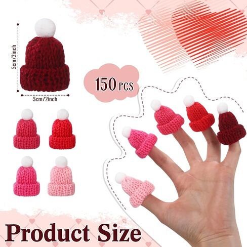 150 Pcs Cute Doll Hats Christmas Knit Hat Wool Yarn Mini Top Hats for Crafts Small Knitting Hair Accessories for Christmas Tree Ornaments DIY Art Craft Jewelry Making, Assorted Colors in Saudi Arabia