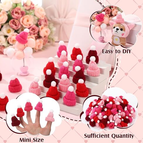 150 Pcs Cute Doll Hats Christmas Knit Hat Wool Yarn Mini Top Hats for Crafts Small Knitting Hair Accessories for Christmas Tree Ornaments DIY Art Craft Jewelry Making, Assorted Colors in Saudi Arabia