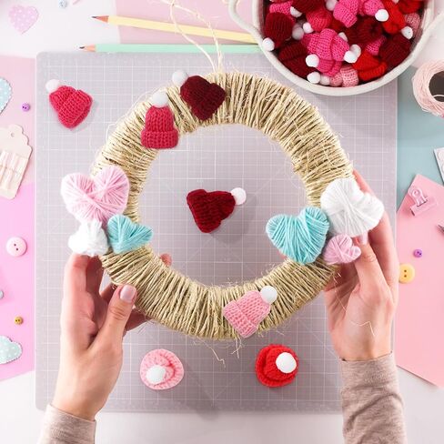 150 Pcs Cute Doll Hats Christmas Knit Hat Wool Yarn Mini Top Hats for Crafts Small Knitting Hair Accessories for Christmas Tree Ornaments DIY Art Craft Jewelry Making, Assorted Colors in Saudi Arabia