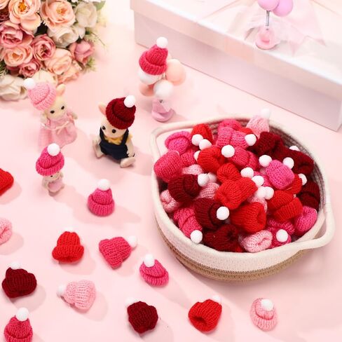 150 Pcs Cute Doll Hats Christmas Knit Hat Wool Yarn Mini Top Hats for Crafts Small Knitting Hair Accessories for Christmas Tree Ornaments DIY Art Craft Jewelry Making, Assorted Colors in Saudi Arabia