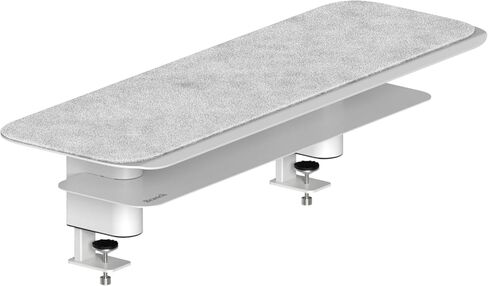 Branch Monitor Stand - Elegant, Durable Powder-Coated Steel Stand with Soft Felt Liner - Small Monitor Riser Second Tier Storage - Installs with a Universal Clamp for Ergonomic Workspace - White in Saudi Arabia