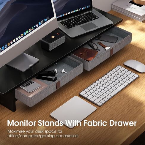 Fenge Monitor Stand مع درج ، 2 مستويات مراقبة مزدوجة الناهض للمكتب ، 35 بوصة كمبيوتر حامل لشاشات 2 ، رف المكتب للمنزل ، المكتب ، الكمبيوتر المحمول ، الكمبيوتر ، التلفزيون ، الطابعة in Kuwait
