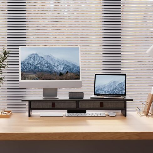 Fenge Monitor Stand مع درج ، 2 مستويات مراقبة مزدوجة الناهض للمكتب ، 35 بوصة كمبيوتر حامل لشاشات 2 ، رف المكتب للمنزل ، المكتب ، الكمبيوتر المحمول ، الكمبيوتر ، التلفزيون ، الطابعة in Kuwait