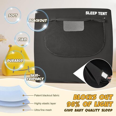 BORNA Pack N Play Blackout Cover for Littles, Baby Sleep Pod, Crib Cover Canopy Blocks 90%+ Light, Breathable Baby Sleep Tent, Lightweight and Portable Crib Night Cover for Travel in Saudi Arabia