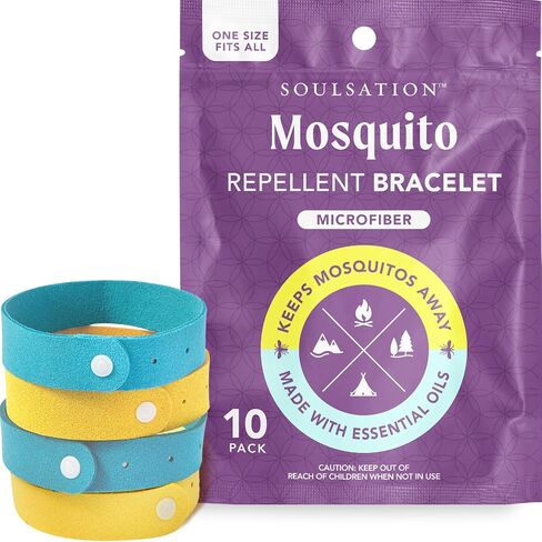10 Pack Mosquito Repellent Bracelets Microfiber - for Kids & Adults, Natural DEET-Free in Kuwait