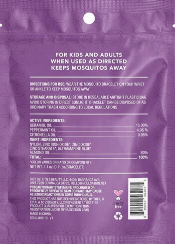 10 Pack Mosquito Repellent Bracelets Microfiber - for Kids & Adults, Natural DEET-Free in Kuwait