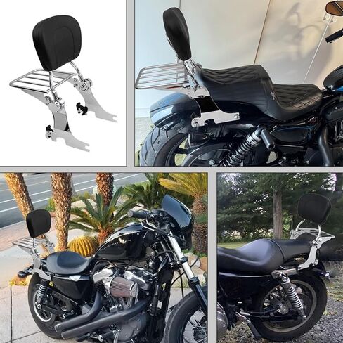 مسند ظهر للمقعد الخلفي للدراجة النارية من الكروم مسند ظهر سيسي بار متوافق مع Harley Davidson Sportster Bobber مثل XL1200 XL883 XL 1200 883 Seventy Two مخصص حديد منخفض للغاية in Saudi Arabia