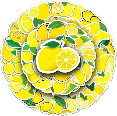 50Pcs Cartoon Fruit Lemon Stickers Fresh Lemon Waterproof Vinyl Kawaii Decals for Water Bottles Laptop Luggage Cup Computer Mobile Phone Skateboard in Kuwait