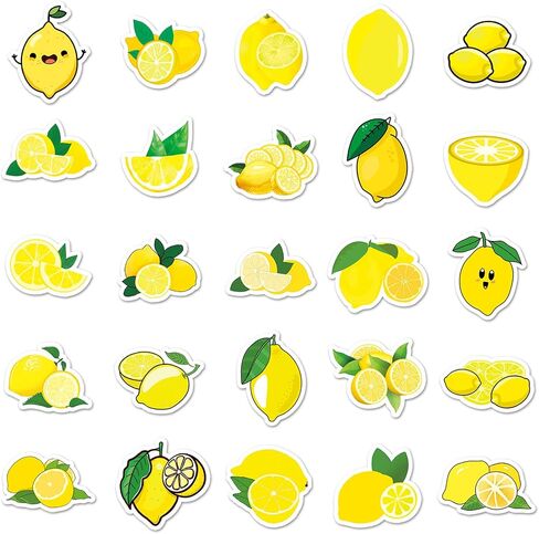 50Pcs Cartoon Fruit Lemon Stickers Fresh Lemon Waterproof Vinyl Kawaii Decals for Water Bottles Laptop Luggage Cup Computer Mobile Phone Skateboard in Kuwait