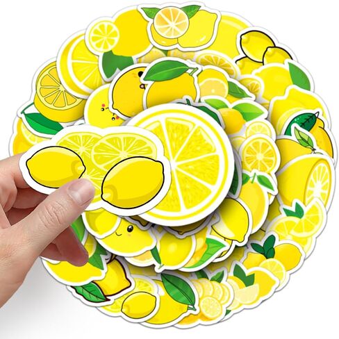 50Pcs Cartoon Fruit Lemon Stickers Fresh Lemon Waterproof Vinyl Kawaii Decals for Water Bottles Laptop Luggage Cup Computer Mobile Phone Skateboard in Kuwait