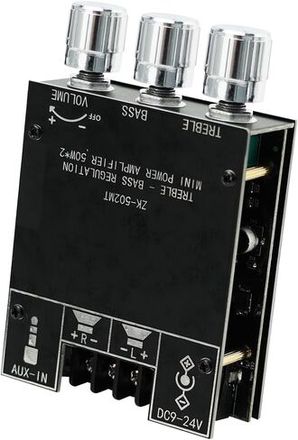 JR-502MT 2.0 Dual-Channel Amplifier Board, Car Bluetooth 5.0 Power Amplifier Board, 50W+50W HiFi Stereo High & Low Tone Adjustable Module, DC12-24V Stereo AMP Module for Car DIY Speakers. in Saudi Arabia