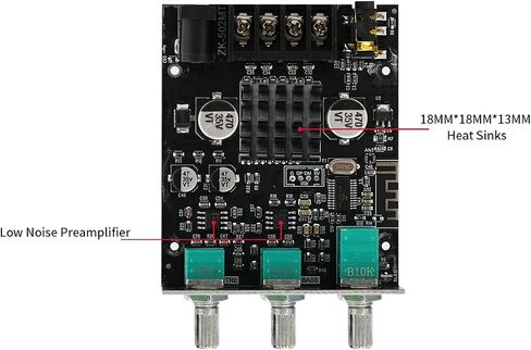 JR-502MT 2.0 Dual-Channel Amplifier Board, Car Bluetooth 5.0 Power Amplifier Board, 50W+50W HiFi Stereo High & Low Tone Adjustable Module, DC12-24V Stereo AMP Module for Car DIY Speakers. in Saudi Arabia