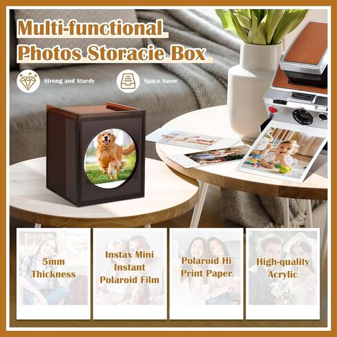 Acrylic Polaroid Picture Frame and Photo Storage Box With magnetic sliding cover for Instax Mini Polaroid Film, 2x3 Instax Frame, Rustic Wedding Guest Book Alternative for Reception ( White, 1Pack ) in Saudi Arabia
