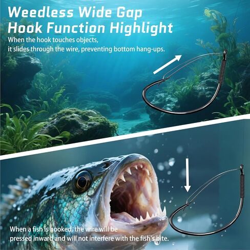 Weedless Wacky rig Hooks, 30pcs Wide Gap Wacky Worm Hooks Kahle Fishing Hooks for Neko Wacky Rig in Saudi Arabia