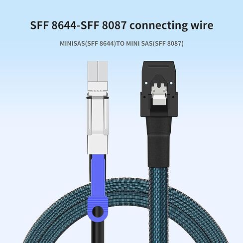 كابل محول SAS TO MINI SAS ، 2 حزمة 2M/6.56 قدم SFF-8644 إلى SFF-8087 كابل تمديد التخزين ، ونقل البيانات عالي السرعة لرسومات HDD/SSD ، ومصفوفات RAID ، والخوادم ، وأنظمة التخزين in Kuwait