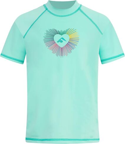 Girls' Standard Jade UPF 50+ Sun Protective Rashguard Swim Shirt, Julia Ice Green, 12 in Kuwait