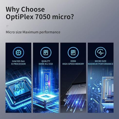 Dell Optiplex 7050 Micro Desktop PC ، Intel Quad Core I7-6700T 2.80GHz ، 16GB DDR4 256GB NVME M.2 SSD ، AX210 BRINCOM BRINCOM in Kuwait
