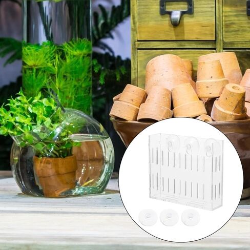 Mipcase 3pcs وعاء حجم الإطار الفراولة ديكور الأواني الحية المناظر الطبيعية العشب حامل خزان صغير رف النباتات الذاتي سقي الأسماك في الهواء الطلق شفافة مع النباتات المنزلية المزارعون نبات المياه S الروبيان in Kuwait
