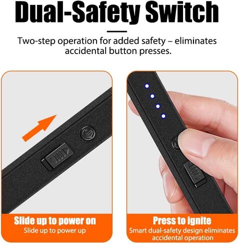 ولاعات قوس كهربائي أخف شمعة للشمعة ، عديمة الرقبة الطويلة و UNDPROOفي USB القابلة لإعادة الشحن ، التخييم BBQ (أسود) in Kuwait
