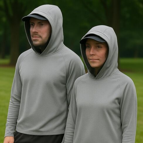 سترة بعوضة التبريد 2 في 1 مع غطاء للرجال والنساء-UPF 50+ حماية من أشعة الشمس مع شبكة الوجه القابلة للتعديل in Kuwait