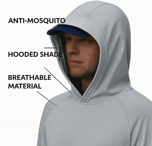 سترة بعوضة التبريد 2 في 1 مع غطاء للرجال والنساء-UPF 50+ حماية من أشعة الشمس مع شبكة الوجه القابلة للتعديل in Kuwait