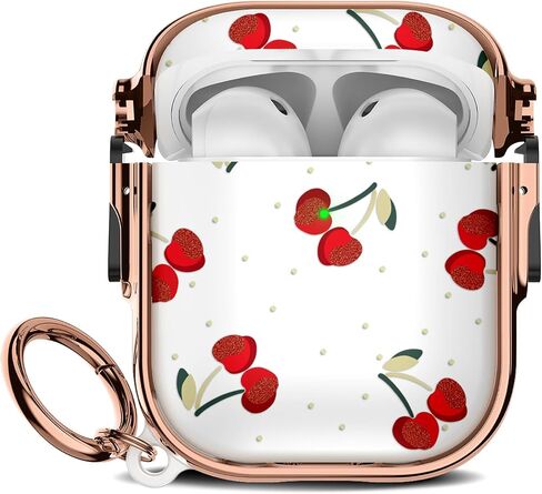 لحالة Apple Airpods 2nd Generation ، فإن Airpods Soft Shockproving 2 Case Cover Cover for Girls Women with keychain for Airpods 2nd/1st actions with lock ، cherry dot in Kuwait