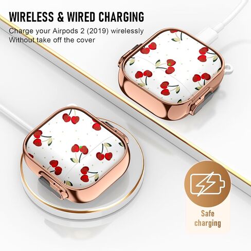 لحالة Apple Airpods 2nd Generation ، فإن Airpods Soft Shockproving 2 Case Cover Cover for Girls Women with keychain for Airpods 2nd/1st actions with lock ، cherry dot in Kuwait