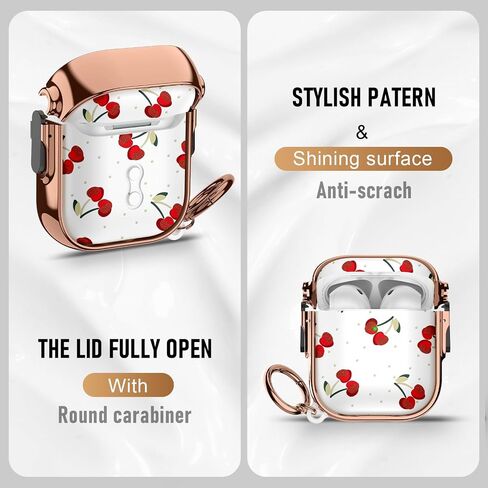 لحالة Apple Airpods 2nd Generation ، فإن Airpods Soft Shockproving 2 Case Cover Cover for Girls Women with keychain for Airpods 2nd/1st actions with lock ، cherry dot in Kuwait