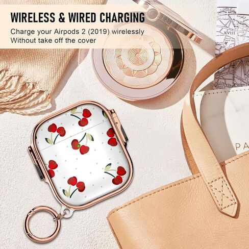 لحالة Apple Airpods 2nd Generation ، فإن Airpods Soft Shockproving 2 Case Cover Cover for Girls Women with keychain for Airpods 2nd/1st actions with lock ، cherry dot in Kuwait