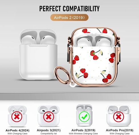 لحالة Apple Airpods 2nd Generation ، فإن Airpods Soft Shockproving 2 Case Cover Cover for Girls Women with keychain for Airpods 2nd/1st actions with lock ، cherry dot in Kuwait