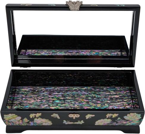 صندوق مجوهرات فبراير ماونتن الرائع المصنوع من عرق اللؤلؤ والأزهار والفراشات - هدية أنيقة للنساء in Kuwait