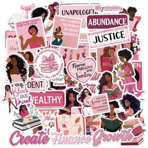 Black Girl Vision Board Stickers, 50 Pcs Black Girl Sticker, Inspirational Decals for Vision Board Journaling Scrapbook Laptop Cup, Motivational Quotes Christian DIY Gifts