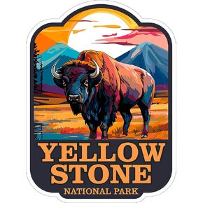 Yellowstone National Park Wyoming Sticker 4 Inch Travel Souvenir Destination - Waterproof Vinyl Decal for Laptop Water Bottle Car Tumbler - Durable Aesthetic Long-Lasting Stickers for Adults ID44990