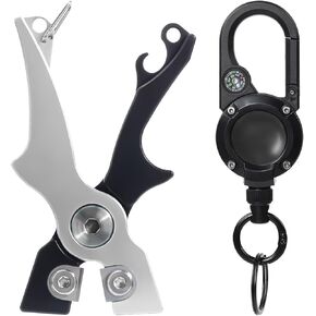 Portable Tungsten Fishing Line Cutter Fly Fishing Nippers with Retractors for Braid, Mono, Fluoro Lines Saltwater & Freshwater Fishing Accessories Mini Scissors Clipper Tool