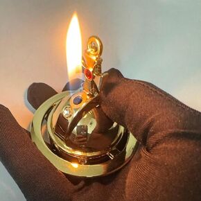 3D Saturn Orbit Necklace with Refillable Vintage Butane Lighter - Durable Alloy Inflatable Lighter Included (Fuel Not Included)(#2)